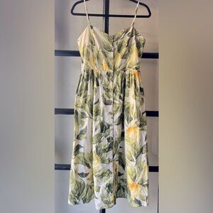 Linen & Cotton Blend Lemon MIDI Dress H&M